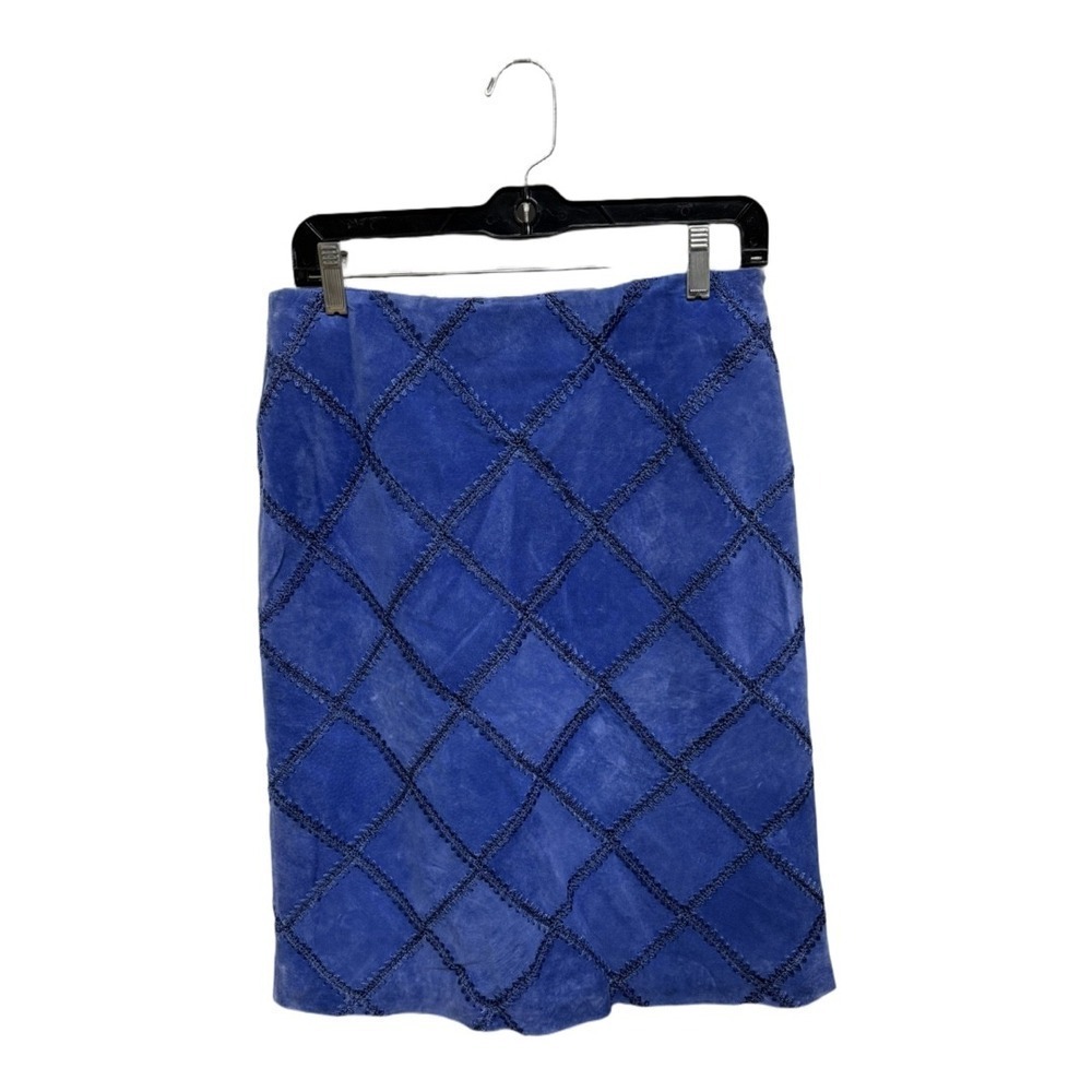 Catherine Stewart Faux Suede Patchwork Pencil Skirt Knee Length Size 8 Western